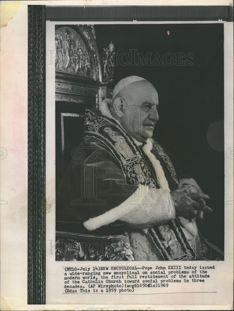 1959 Press Photo Pope John XXIII encyclical Catholic CHurch - Historic Images