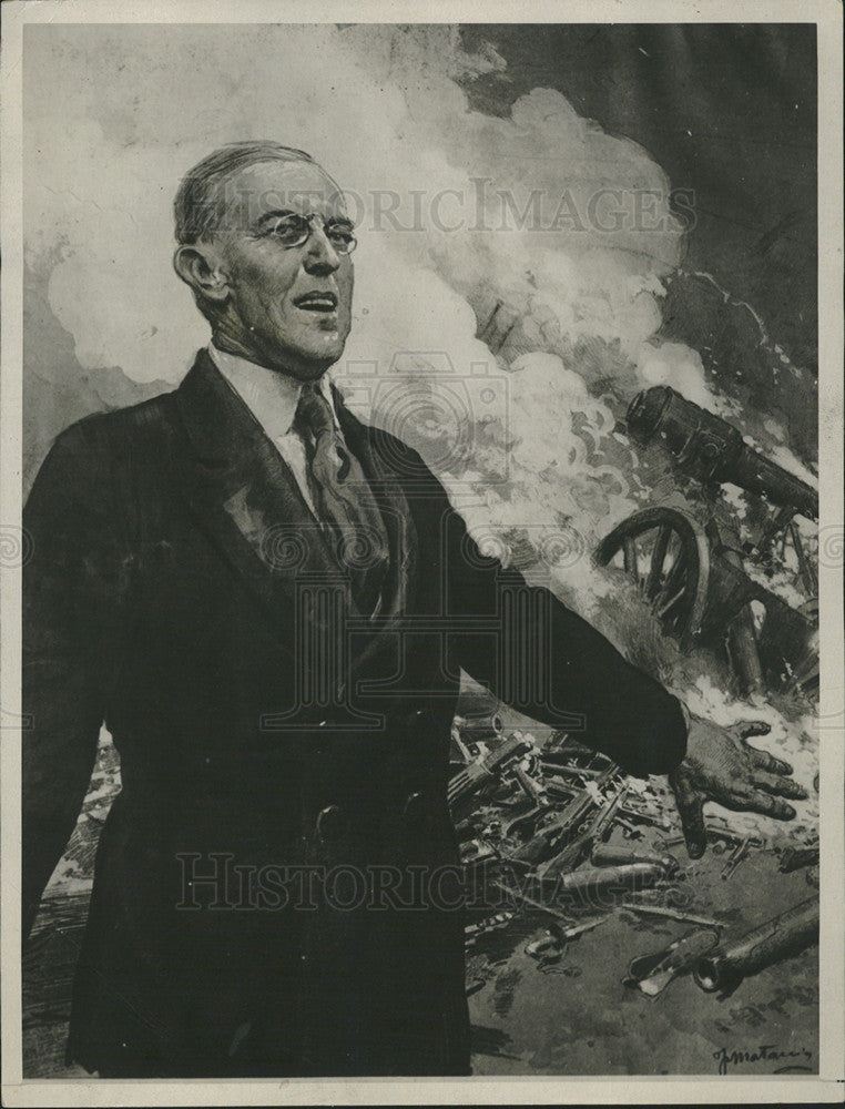1919 Press Photo President Wilson Drawing By Artist F. Matania For London Sphere - Historic Images