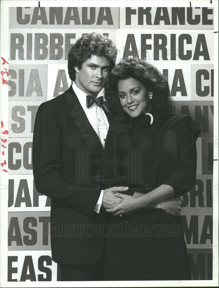 1983 Press Photo David Hasselhoff and Jayne Kennedy - Historic Images