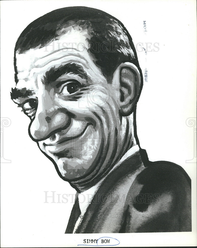 1968 Press Photo Drawing of Comedian Simmy Bow - Historic Images