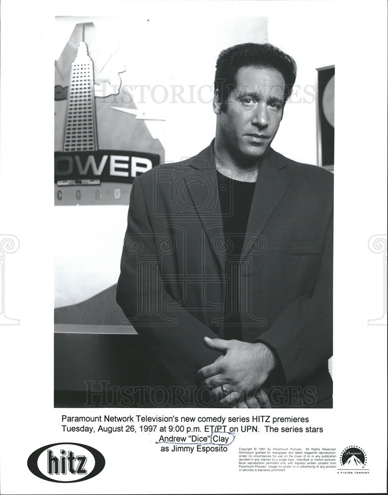 1997 Press Photo Actor Andrew &quot;Dice&quot; Clay stars in &quot;Hitz&quot; - Historic Images