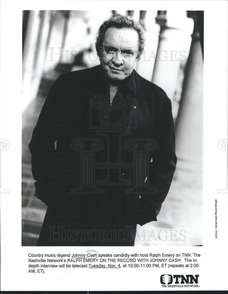 Press Photo Country Singer Johnny Cash Interview with Ralph Emery on TNN - Historic Images