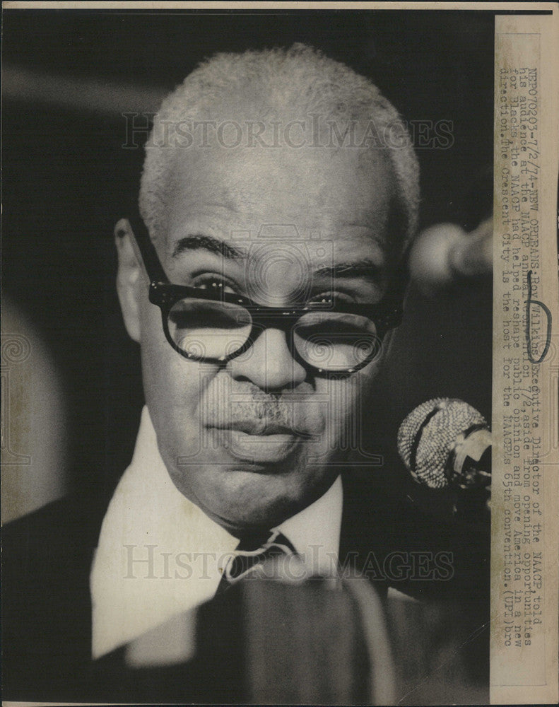 1974 Press Photo Roy Wilkins, Executive Director of the NAACP - Historic Images