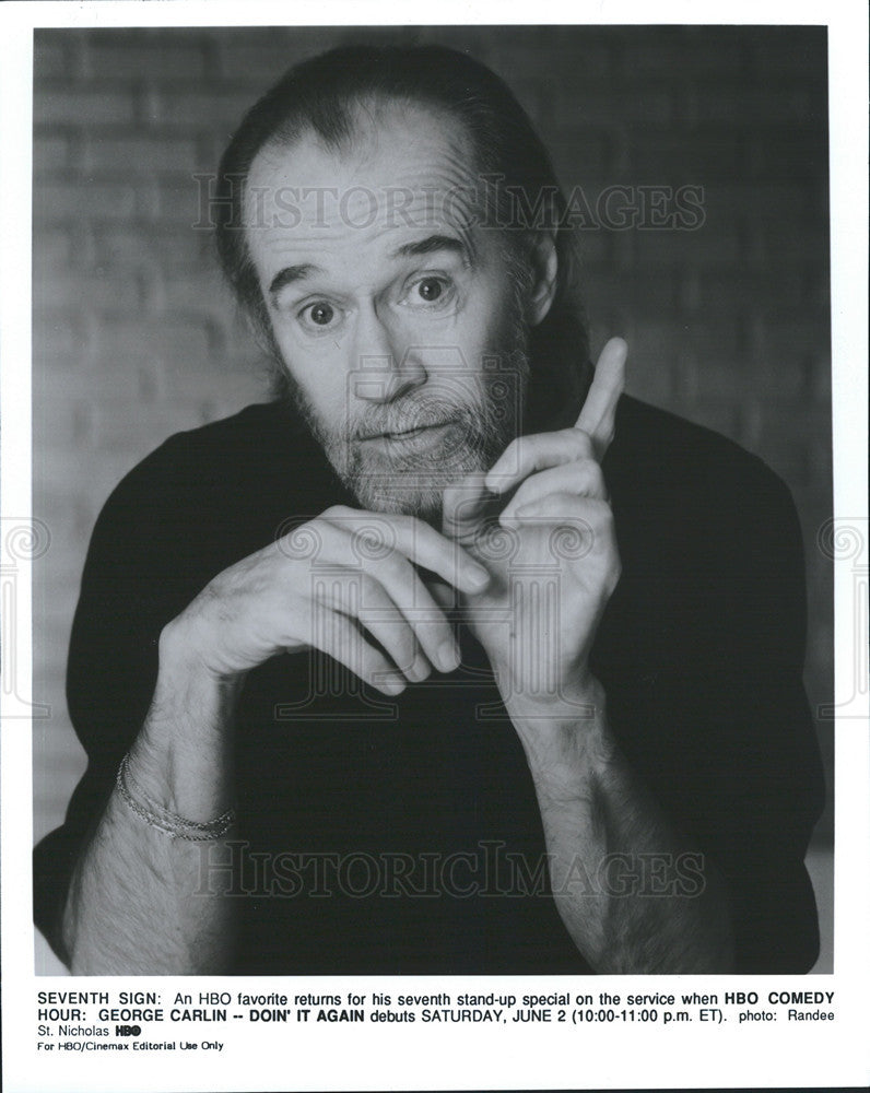 Undated Press Photo George carlin comedian doin it again HBO comedy hour - Historic Images