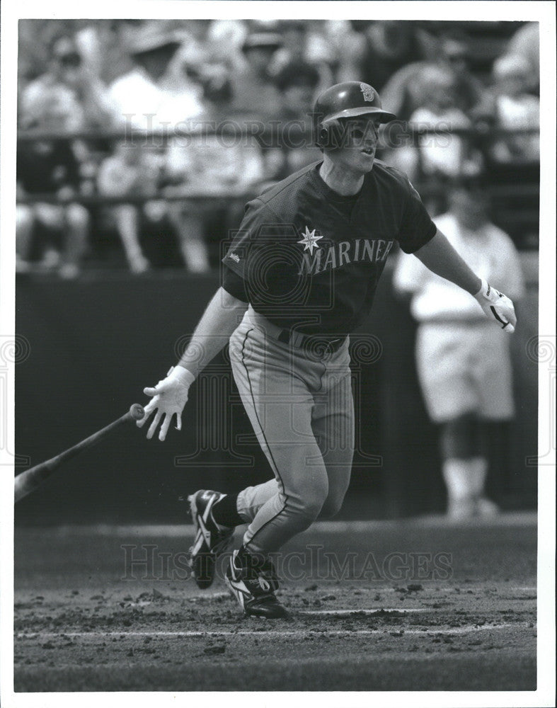 1996 Press Photo Doug Strange Seattle Mariners Baseball Player Up To Bat - Historic Images