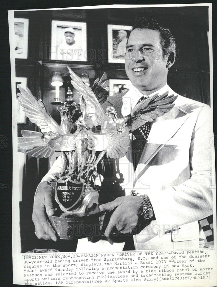 1973 Press Photo David Pearson,race car driver named Driver Of The Year - Historic Images