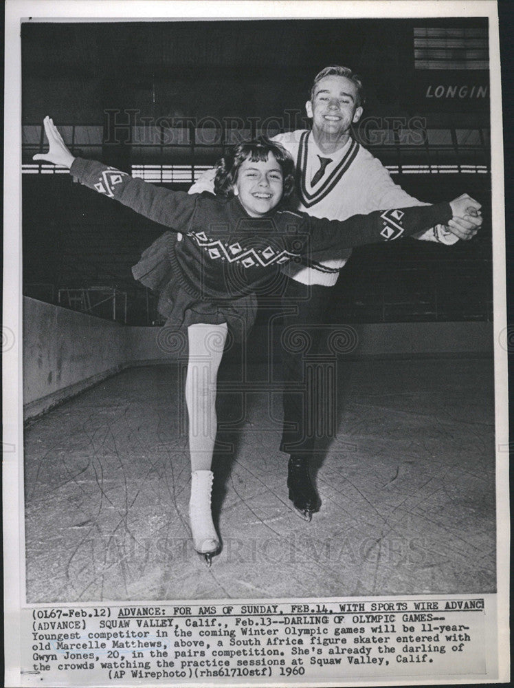 1960 Press Photo marcelle mathews Figure Skater Olympics - Historic Images