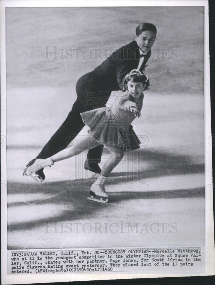 1960 Press Photo Marcelle mathews youngest Olympian Figure Skating - Historic Images