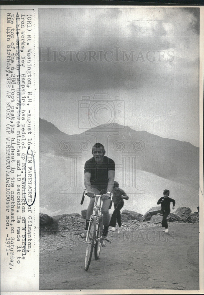 1971 Press Photo Cyclist Jim Farnsworth Mount Washington Bicycle Rider Gilmanton - Historic Images