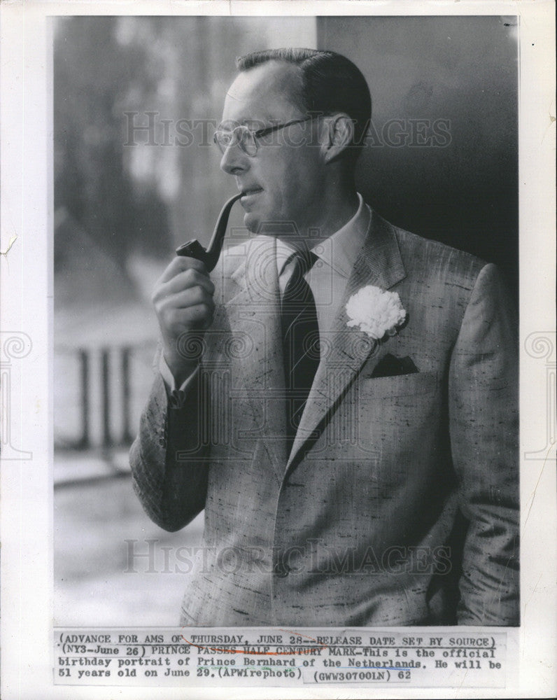 1962 Press Photo Prince Bernhard of the Netherland - Historic Images