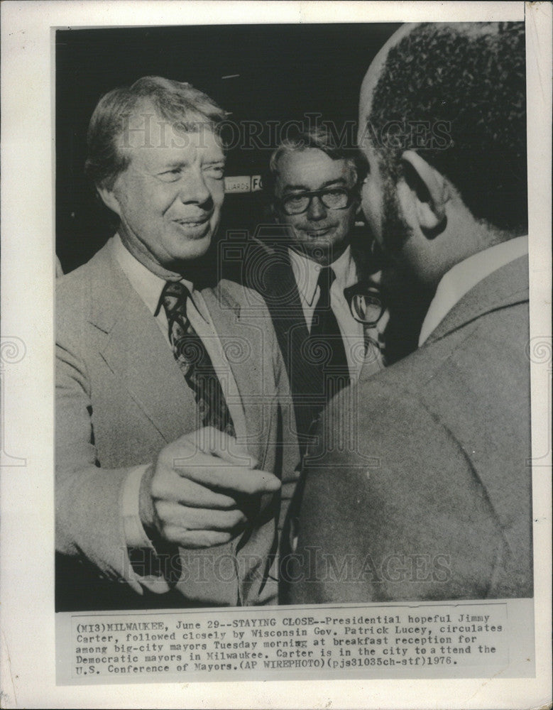 1976 Press Photo presidential candidate Jimmy Carter and Gov Pat Lucey of Wis - Historic Images