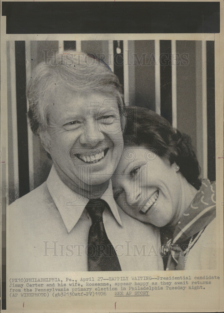 1976 Press Photo Presidential Candidate Jimmy Carter With His Wife Roseanne - Historic Images