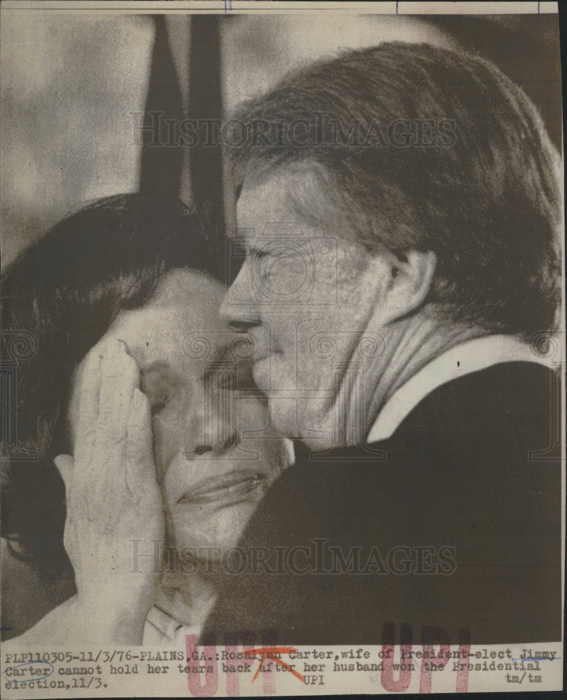 1976 Press Photo Jimmy Carter And His Wife Rosalynn Celebrate Presidential Win - Historic Images