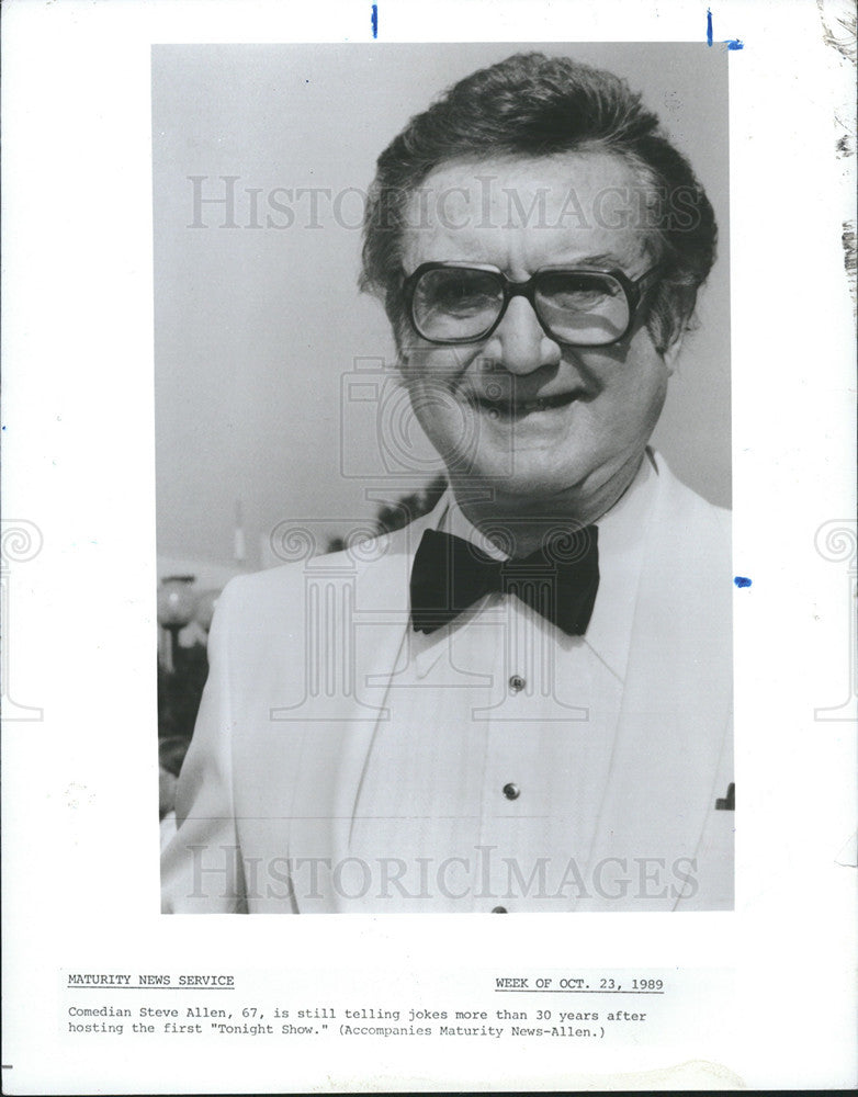 1989 Press Photo Comedian Steve Allen - Historic Images