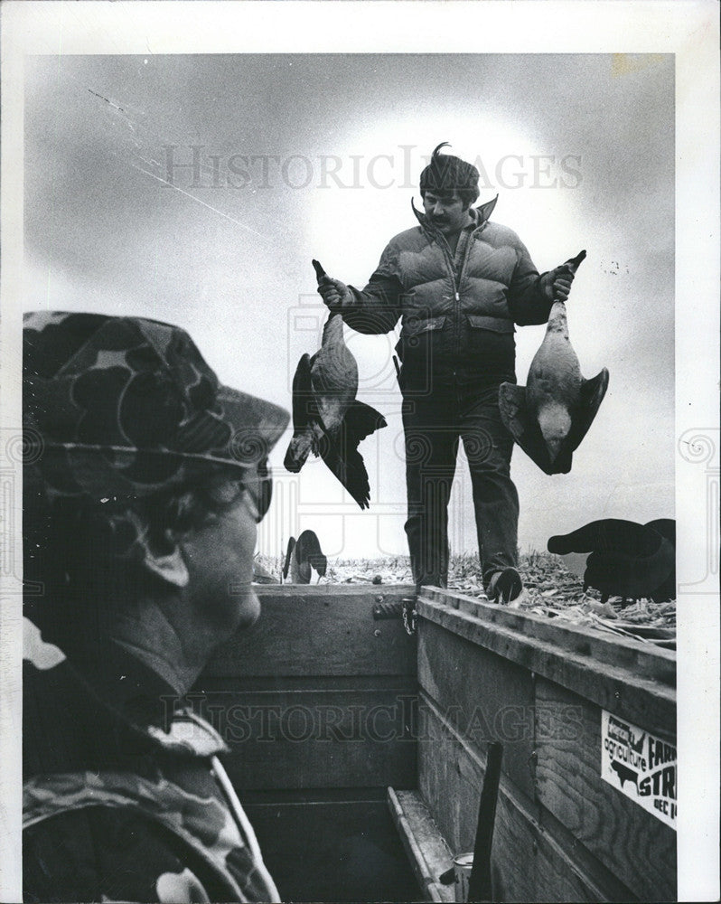 1977 Press Photo Gary greenstreet Canada geese - Historic Images