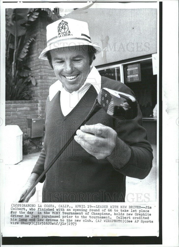 1973 Press Photo Pro Golfer Jim Colbert Graphite Driver MONY Tournament Club - Historic Images