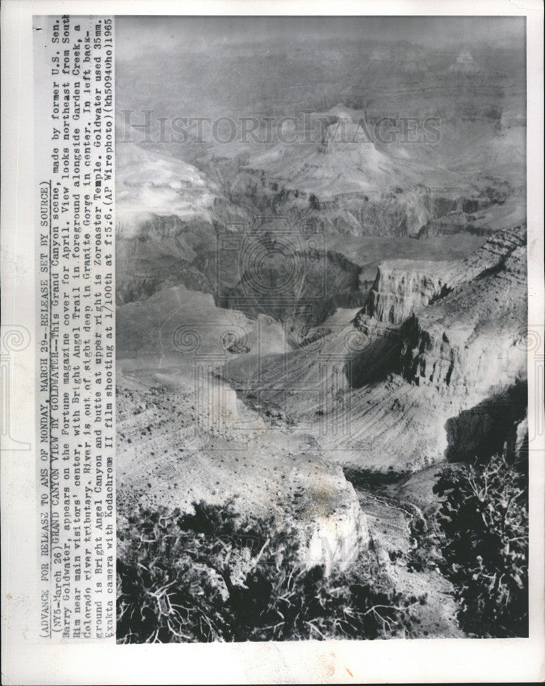 1965 Press Photo US Sen Barry Goldwater&#39;s aerial view of  the Grand Canyon - Historic Images