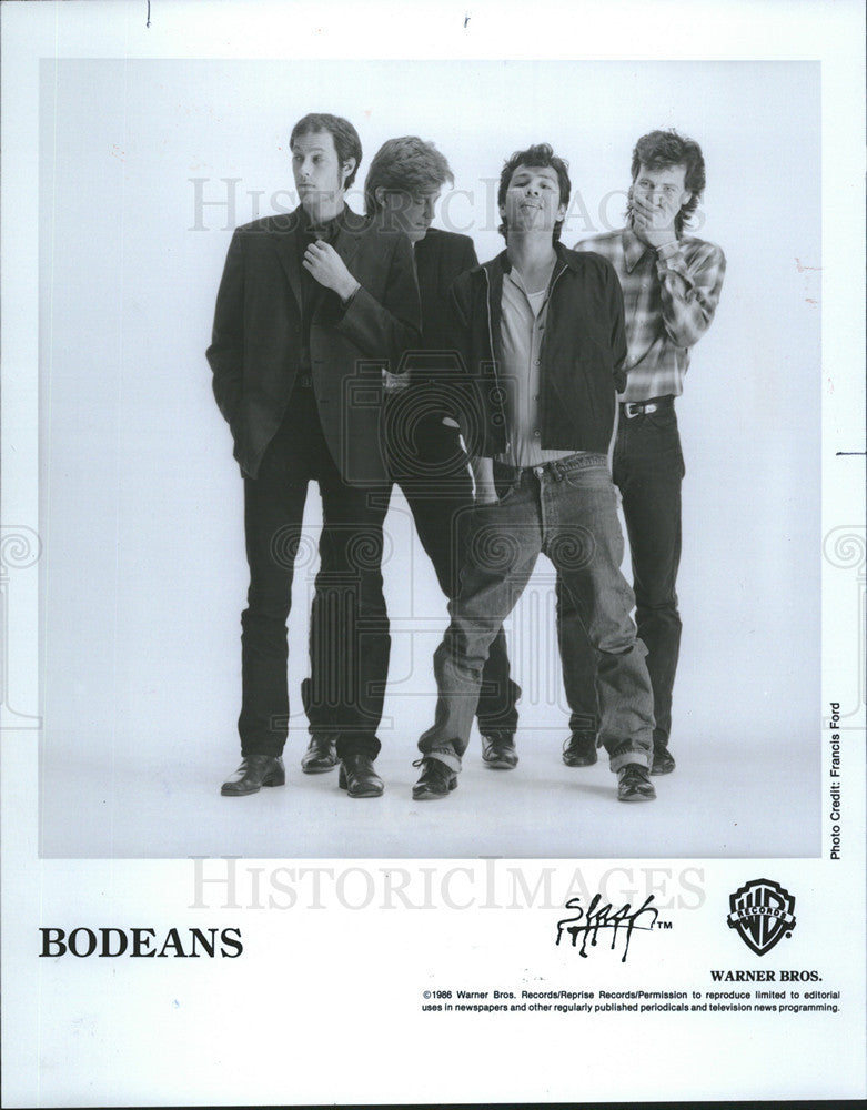 1986 Press Photo Singing Group Bodeans Rock Band - Historic Images