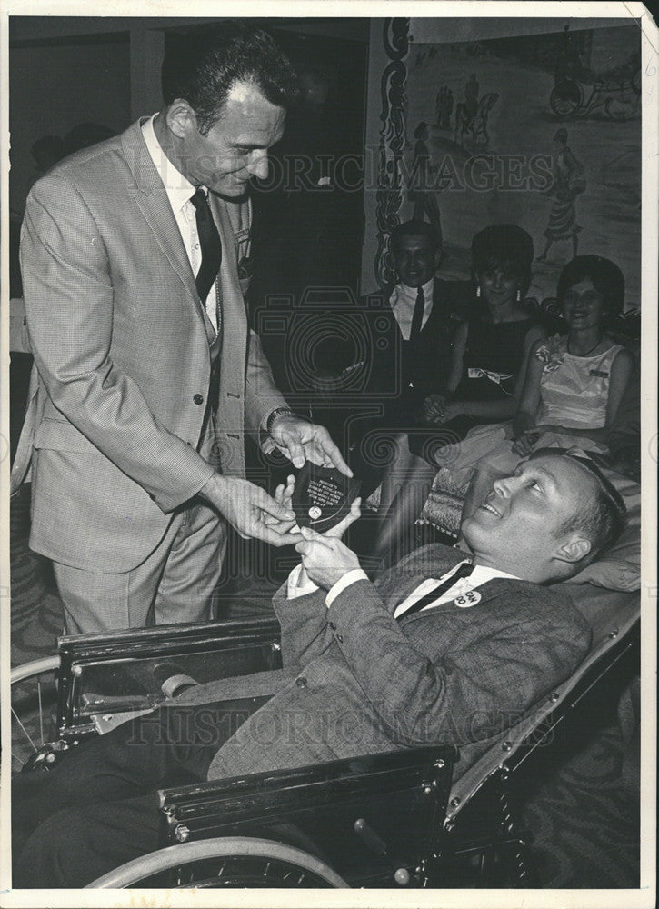 1967 Press Photo Denver Broncos Fan Group gives award to Superfan - Historic Images