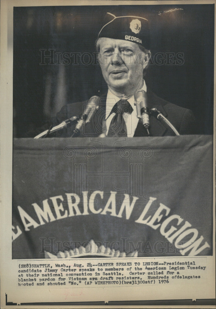 1976 Press Photo Presidential candidate Jimmy Carter at American Legion - Historic Images