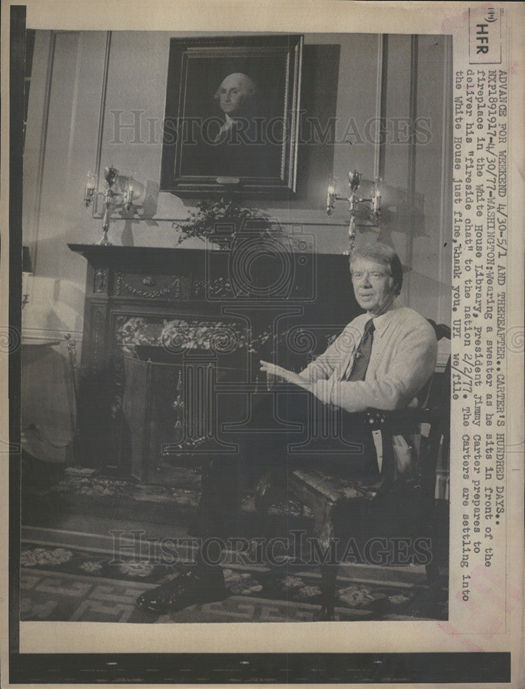 1977 Press Photo President Carter after first 100 days in office - Historic Images