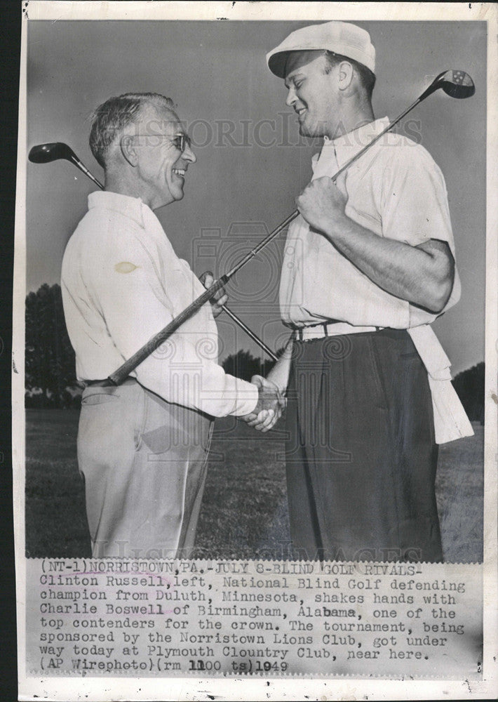 1949 Press Photo Clinton Russell,Charlie Boswell,Blind golfers - Historic Images