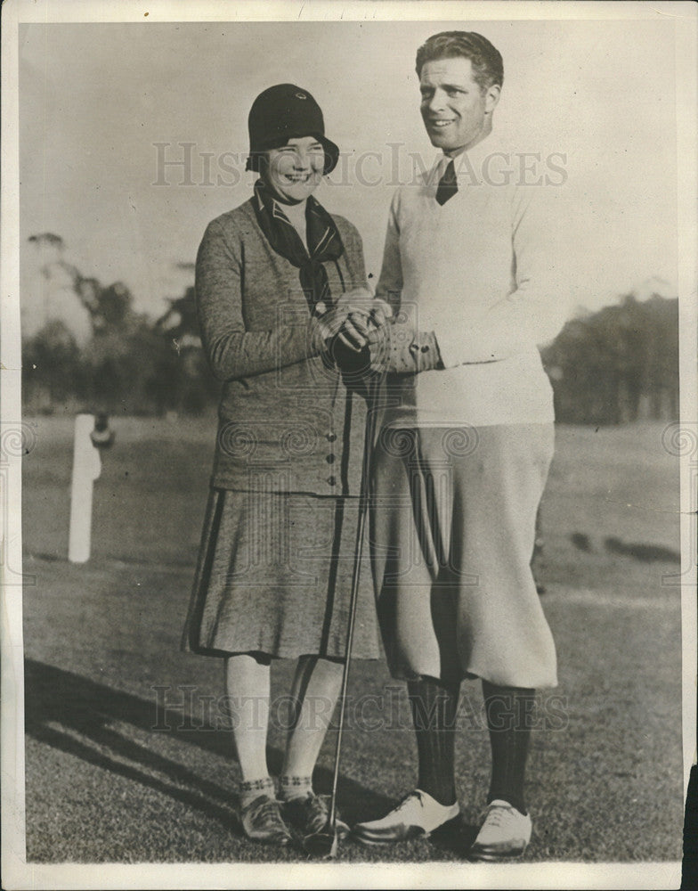 1930 Press Photo Mrs Marion Chamberlain Lake and husband Robert,pro golfers - Historic Images