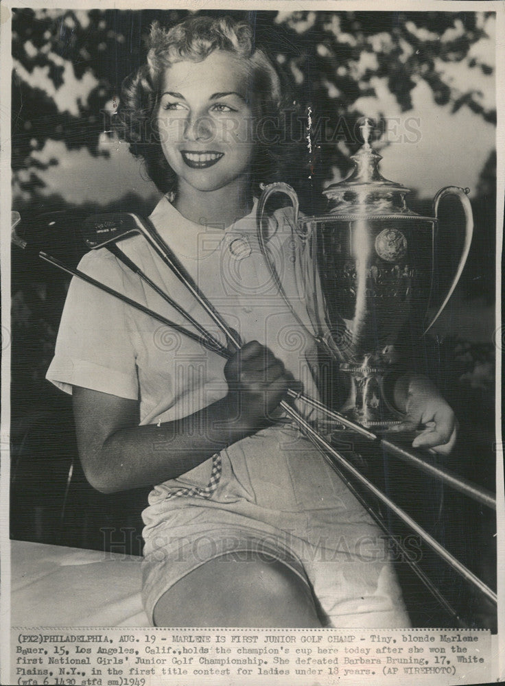 1949 Press Photo Marline Bauer golf championship - Historic Images