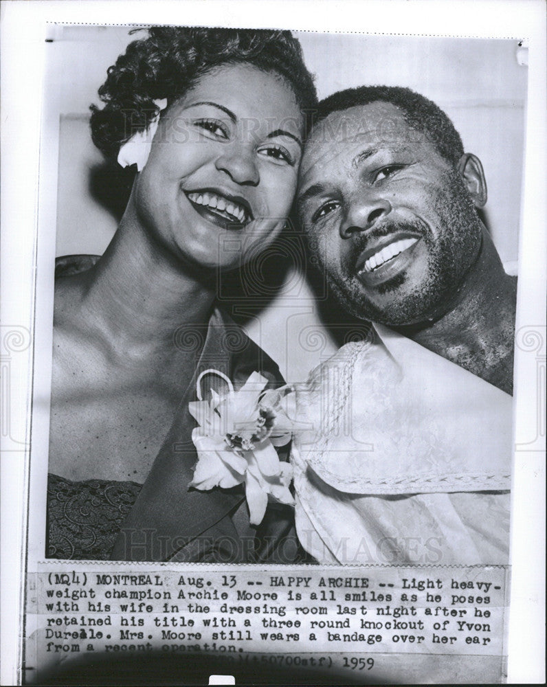 1959 Press Photo Archie Moore,light heavyweight champ and wife - Historic Images