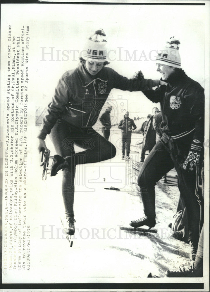 1976 Press Photo Dianne Holum &amp; Kim Kostrun United States Olympic Speed Skating - Historic Images