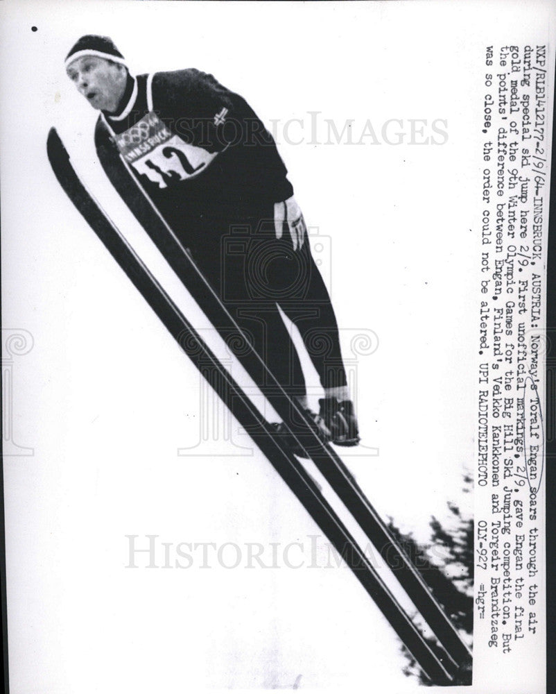 1964 Press Photo Norway&#39;s Toralf Engan gets final gold medal of Winter Olympics - Historic Images