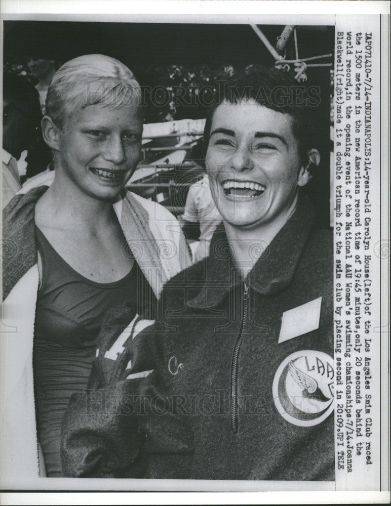 1960 Press Photo Carolyn House, 14, and Joanna Blackwell at Indianapolis - Historic Images