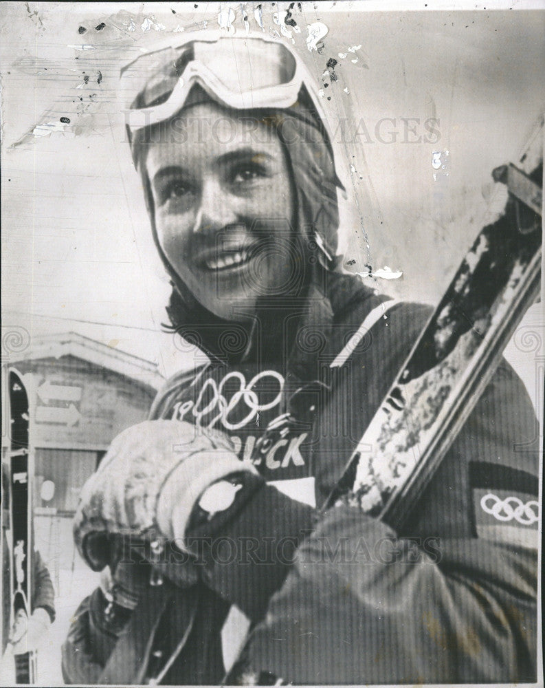 1964 Press Photo Barbi Henneberger, German Skier, at the Olympic games - Historic Images