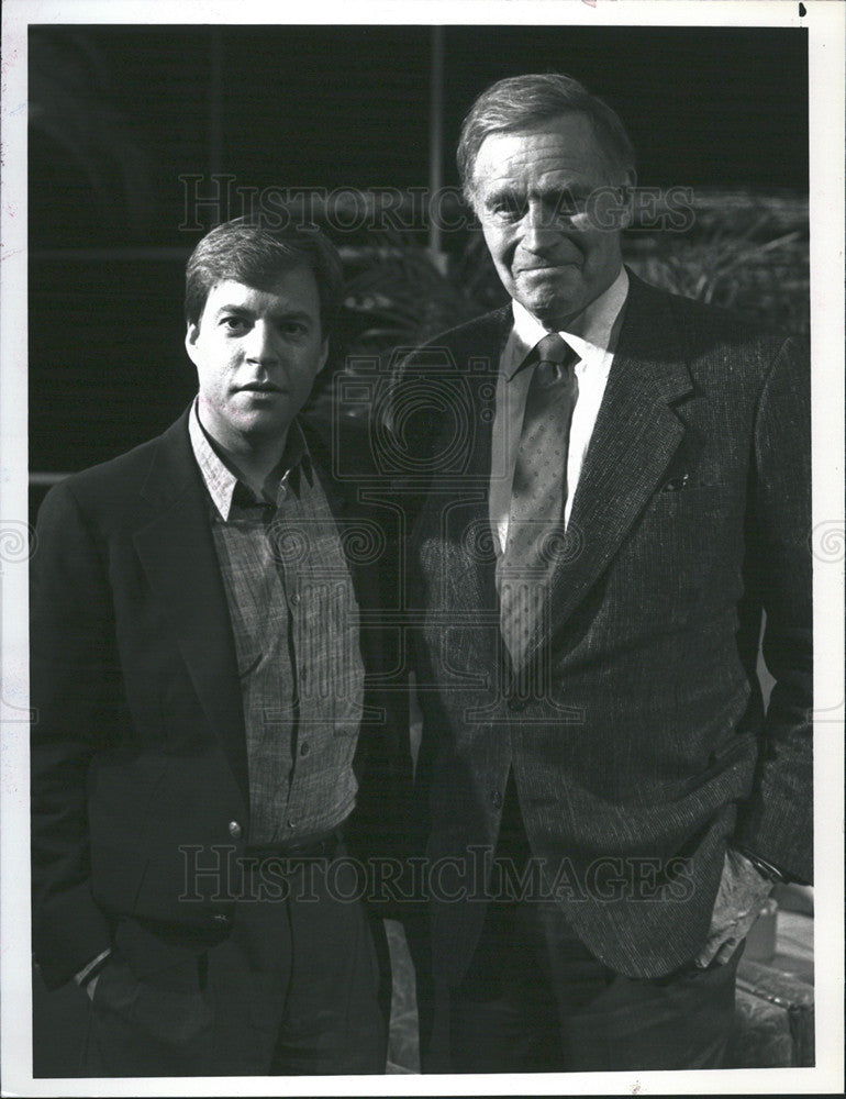 1989 Press Photo Actor Charlton Heston and Bob Costas - Historic Images