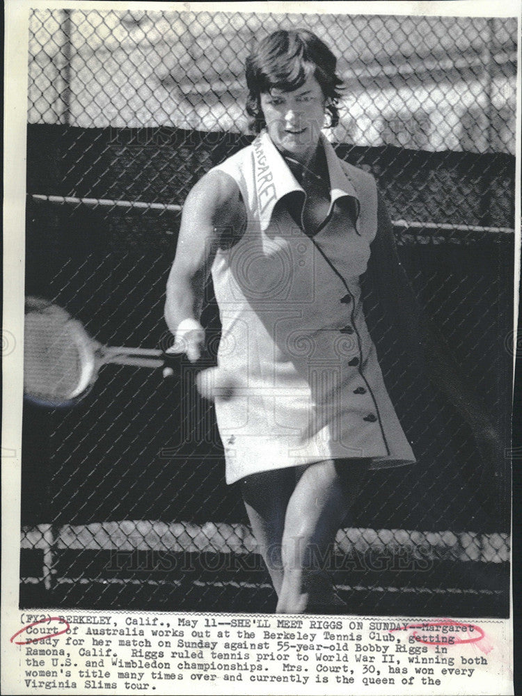 1973 Press Photo Margaret Court of Australia working out at Berkeley Tennis Club - Historic Images