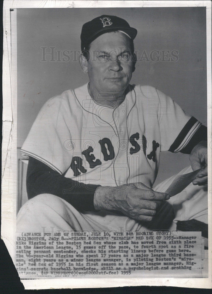 1955 Press Photo Mike Higgins Major League Manager Boston Red Sox - Historic Images