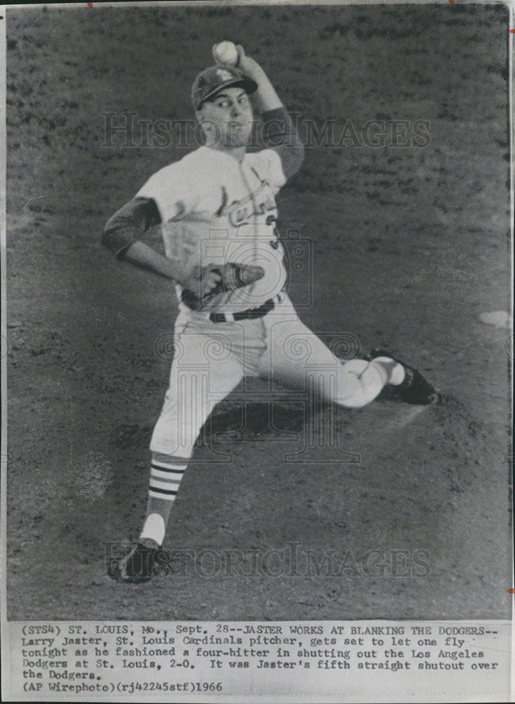 1966 Press Photo Larry Jaster St. Louis Cardinals Pitcher - Historic Images