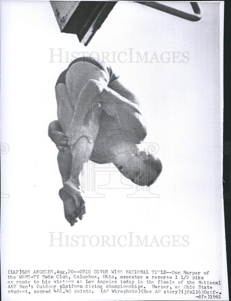 1961 Press Photo Ohio diver Don Harper Natl AAU outdoor platform diver - Historic Images