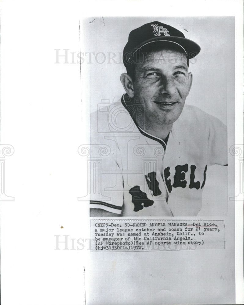 1972 Press Photo Del Rice named to be manager of California Angels - Historic Images
