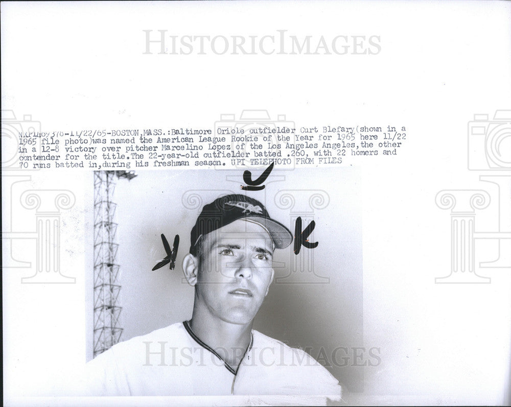 1965 Press Photo baltimore oriole outfielder curt blefary - Historic Images