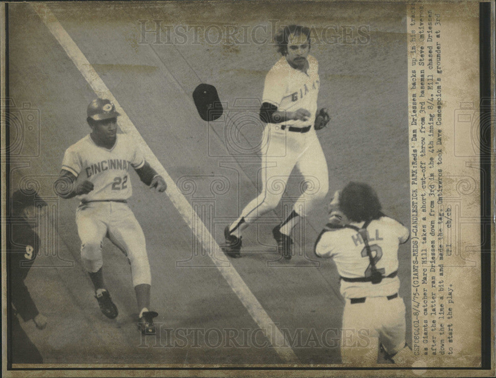 1975 Press Photo Dan Dreiseen marc Hill baseball - Historic Images