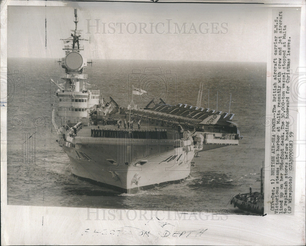 1959 Press Photo British aircraftcarrier HMS Victoria in Malta - Historic Images