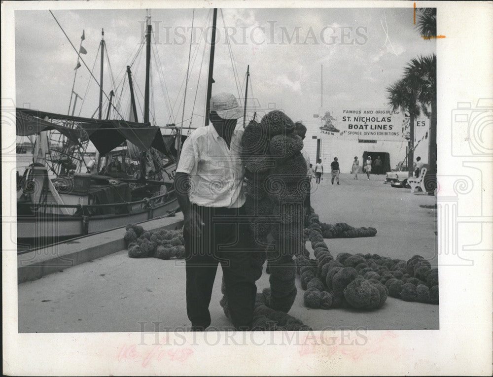 1968 Press Photo Huge Rope At Tarpson Springs Docks Florida - Historic Images