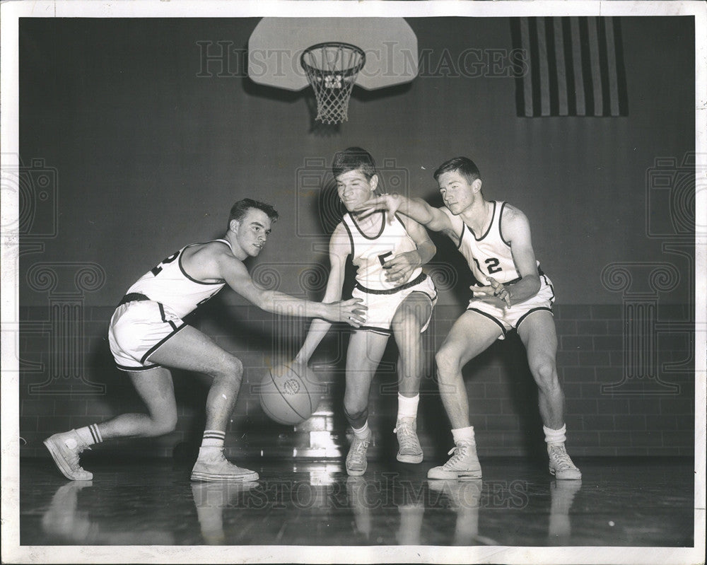 1963 Press Photo J Browe,T O'Keefe,J Hohan St Viator HS basketball - Historic Images