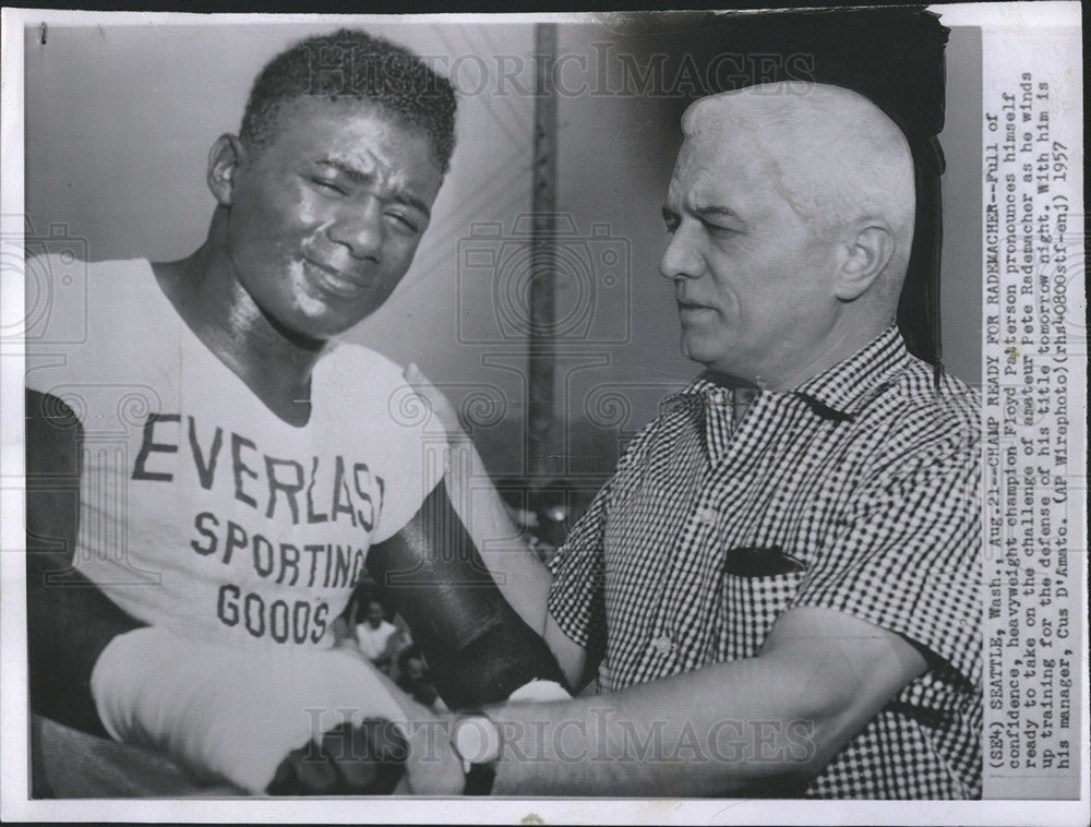 1957 Press Photo heavyweight champion Floyd Patterson cus D&#39;amato - Historic Images