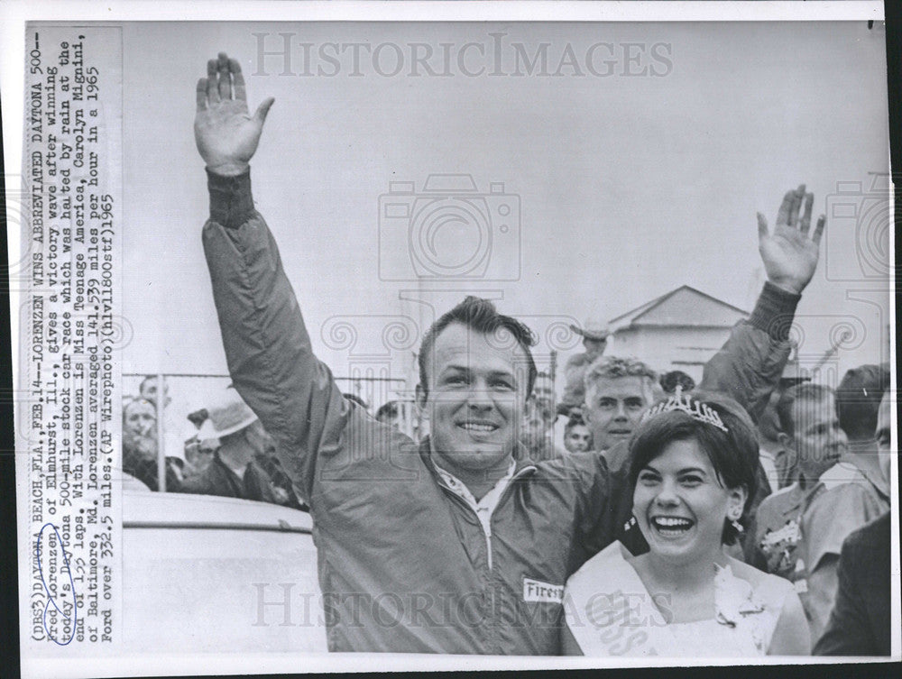 1965 Press Photo Ferd Lorenzen daytona 500 - Historic Images