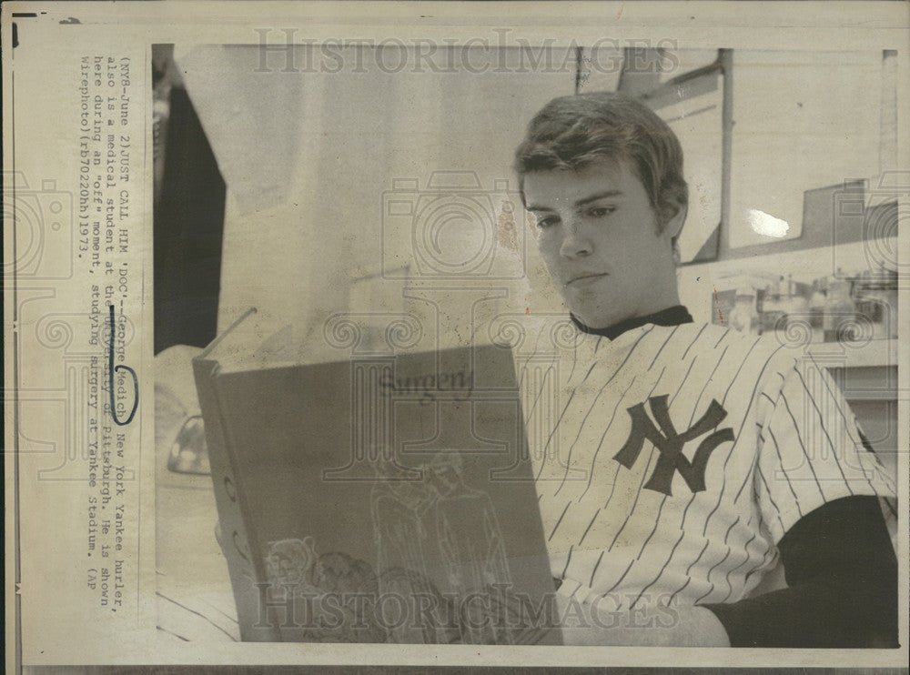 1975 Press Photo George Medich  Medical Student/ Yankee Hurler - Historic Images
