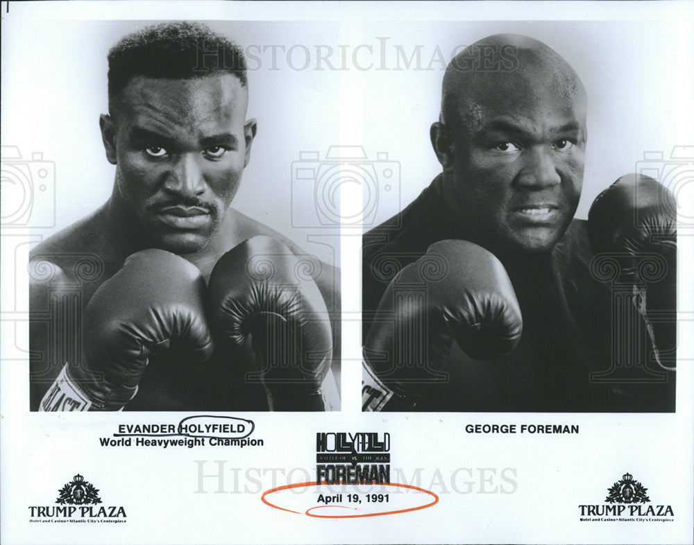 1991 Press Photo Evander Holyfield George forman - Historic Images