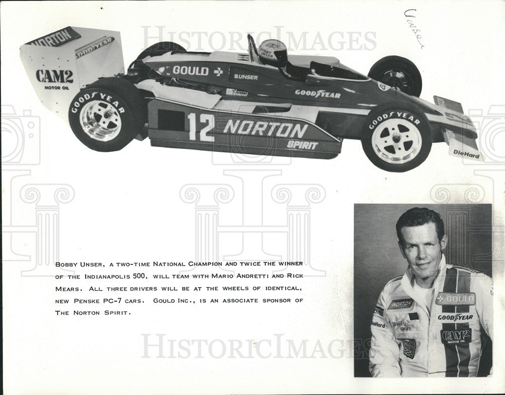 Undated Press Photo Bobby Unser race car driver Indianapolis 500 - Historic Images