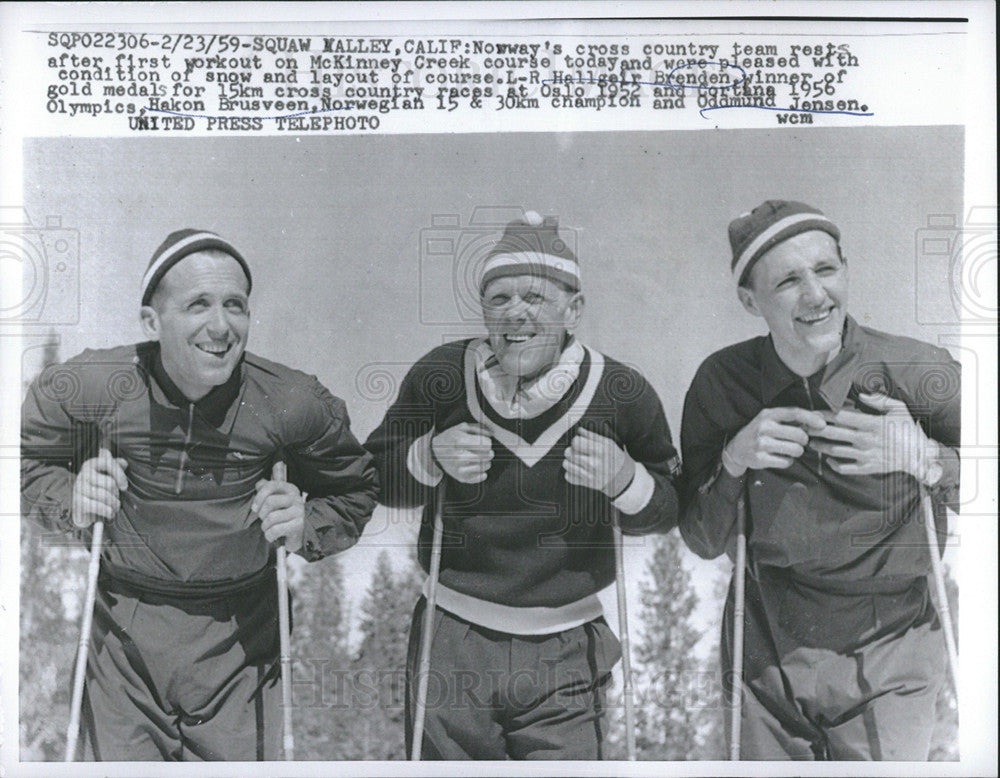 1959 Press Photo Hallger Breden Oddmund Jenson cross country skiing - Historic Images